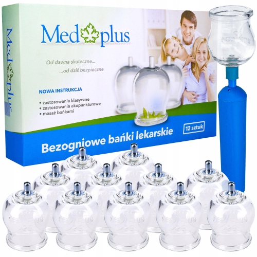Banki-szklane-lekarskie-prozniowe-bezogniowe-MED-PLUS-12-sztuk-Pompka