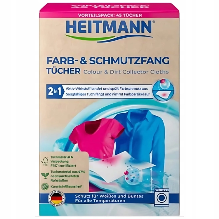Heitmann-Chusteczki-do-Prania-Wylapujace-Kolor-i-Brud-45szt