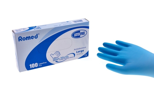 Romed-100st-Nitril-BLAUW-onderzoekhandschoen-L