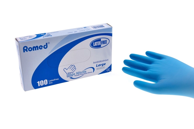 Romed-100st-Nitril-BLAUW-onderzoekhandschoen-L